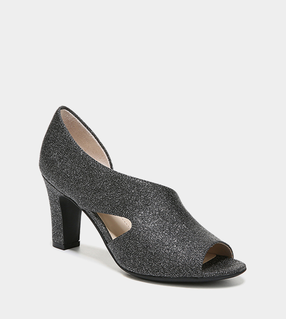 Life Stride Women’s Silver Glitter Peep Toe Heels Size 7